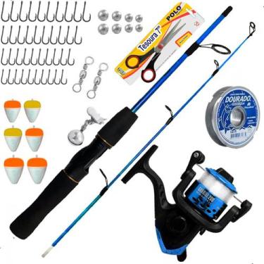 Imagem de Kit De Pesca Barato Peixes Até 6kg Vara Molinete + Acessórios - Marine
