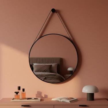 Imagem de Espelho Decorativo Adnet Grande de Parede Redondo com Alça em Material