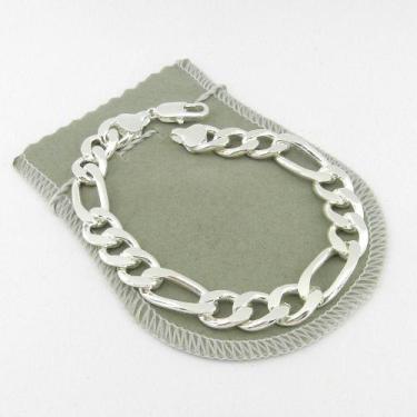 Imagem de Pulseira Masculina 22cm 1cm Largura Folheada Prata PL122 - Wnbijouteri