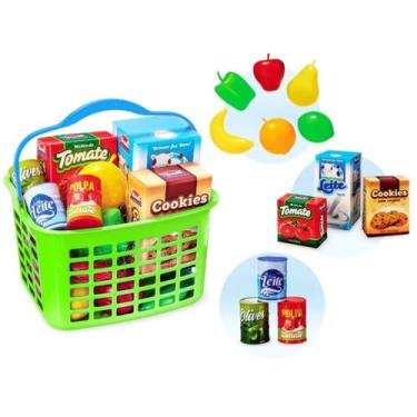 Imagem de Cesta Feirinha Com Acessórios Mercadinho Infantil - Usual Brinquedos, 