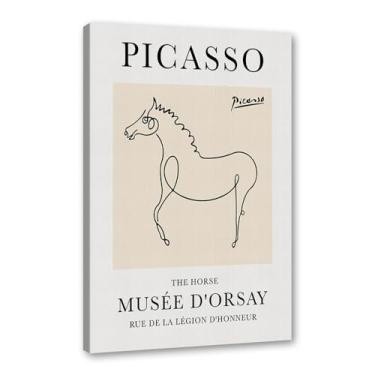 Imagem de Pintura em tela vintage Picasso desenho de linha de desenho de desenho de desenho de desenho de desenho de animal abstrato de desenho minimalista para decoração de sala de estar para sala de estar
