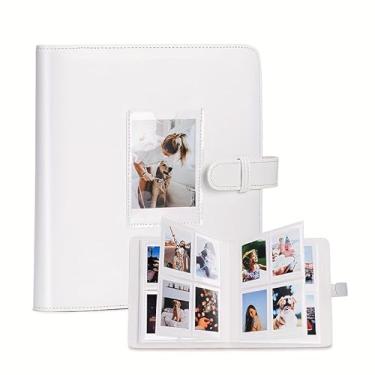 Imagem de Álbum de fotos com capa de poliuretano com janela de exibição, adequado para mini fotos instantâneas de 7,6 cm, cartões pequenos e papel fotográfico de 7,6 cm, branco B
