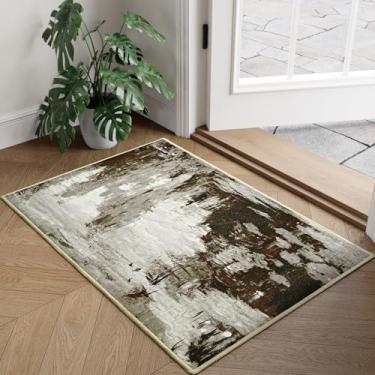 Imagem de ULTSOFE Tapetes laváveis para sala de estar, tapete de entrada 5 x 7 cm, antiderrapante, moderno, abstrato, pequeno, macio, fino, tapete para cozinha, banheiro, dormitório, cabeceira, tapete de