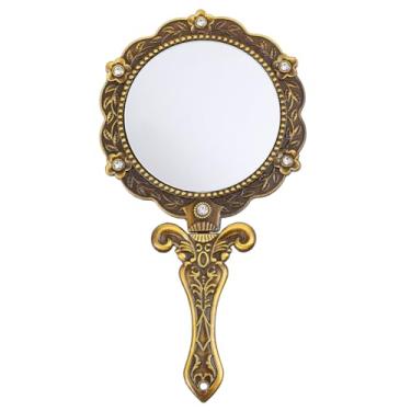 Imagem de Espelho De Mão Espelho Cosmético Espelho Vintage De Mão Espelho De Maquiagem Antigo Espelhos Cosméticos De Viagem Maquiagem De Mão Liga De Zinco Mulheres Espelho Antigo Clássico