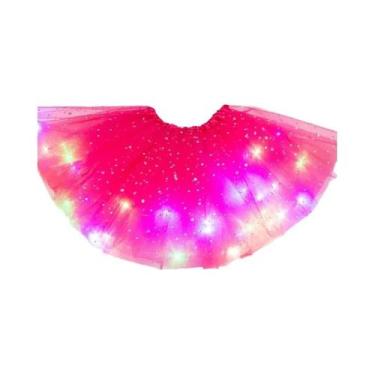Imagem de Saia De Tule Luminosa LED Para Meninas, Vestido Curto Plissado Em Cama