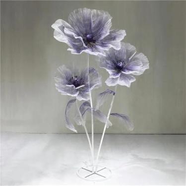 Imagem de Flores grandes de organza artificial - Flores falsas grandes para decoração de corredor, festa, jardim e casamento - Perfeito para decoração elegante e eventos