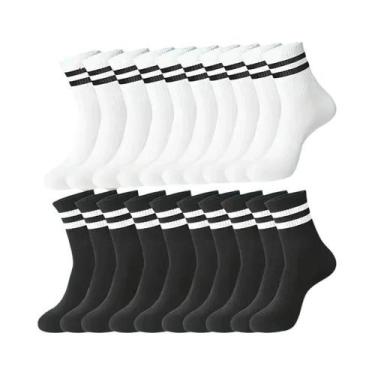 Imagem de Meias Esportivas Masculinas De Cor Sólida Neutra, Gola Redonda, Respir