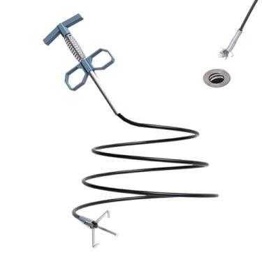 Imagem de Removedor de entupimento de ralo de cabelo | Desentupidor de tubo flexível e resistente em espiral com 4 garras - Removedor de entupimento de ralo de pia, para chuveiro, vaso sanitário, banheira
