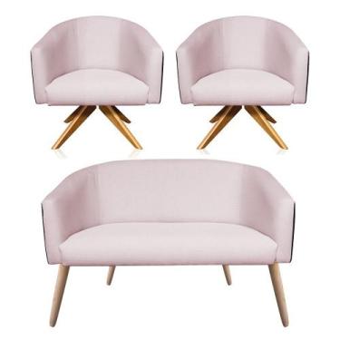 Imagem de Kit 02 Poltronas Giratória e 01 Namoradeira Stella Corano Preto CR04 c