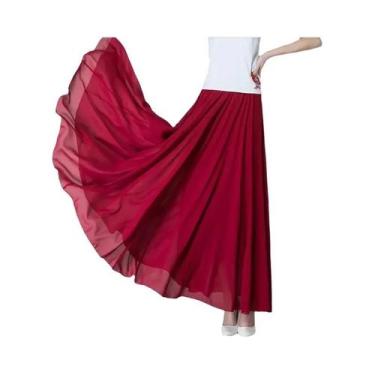 Imagem de Saia Longa De Chiffon plus Size, Cintura Alta, Elegante, Para Dança, N
