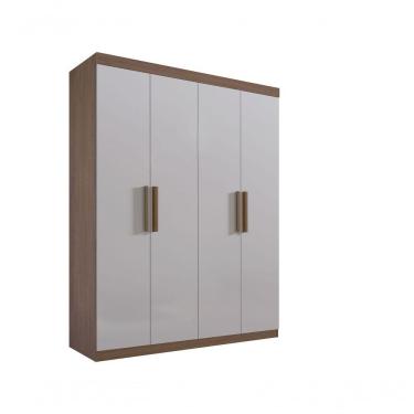 Imagem de Guarda Roupa 4 Portas 3 Gavetas Com Pés Colibri Plus - D' Doro Castanho/off White