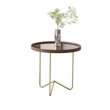Imagem de Mesa Lateral Alamanda Castanho Pe Dourado - Moveis Jb