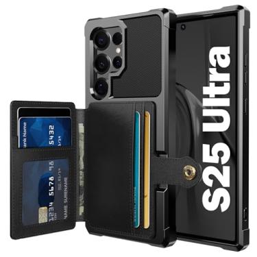 Imagem de Tcaraersing Capa para Samsung Galaxy S25 Ultra de 6,9 polegadas com suporte para cartão, compatível com suporte magnético para carro, capa de telefone resistente à prova de choque macia TPU traseira