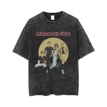 Imagem de Camiseta Unissex Oversized De Algodão Lavado Da Banda De Rock Radiohea