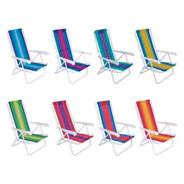 Imagem de Cadeira De Praia Piscina Reclinável 8 Posições Cores Variadas Mor