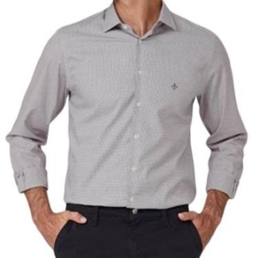 Imagem de Camisa Masculina Dudalina ML Slim Fit Wrinkle Cinza - 530631-Masculino