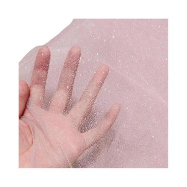 Imagem de Tecido De Tule Com Glitter Prateado E Lantejoulas, Renda De Rede Macia