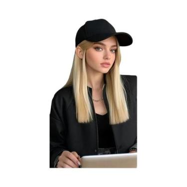 Imagem de Peruca De Cabelo Sintético Preto Longo E Liso De 18 Polegadas Ajustáve