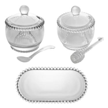 Imagem de Kit Meleira + Açucareiro + Travessa de Cristal Pearl Wolff
