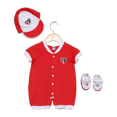 Imagem de Kit Macacão Bebê São Paulo 3 Peças Oficial
