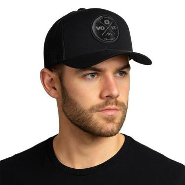 Imagem de Boné Trucker Masculino Preto Clássico Ajustável Snap Back Aba Curva - 