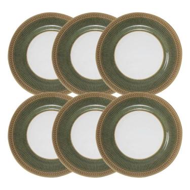 Imagem de Jogo 6 Pratos De Sobremesa Celebrate Verde Cerâmica Alleanza 20cm