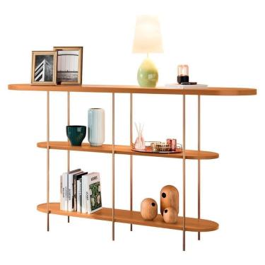 Imagem de Aparador De Sala Com Prateleiras Pé Metal Wonka H01 Cinamomo - Mpozenato