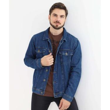 Imagem de Jaqueta Masculina Jeans Bolsos Azul-22085 - VIZZY JEANS, P, Jeans Azul
