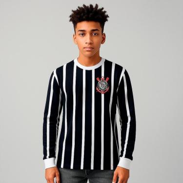 Imagem de Camisa Corinthians Retrô Democracia Manga Longa Infantil-Unissex