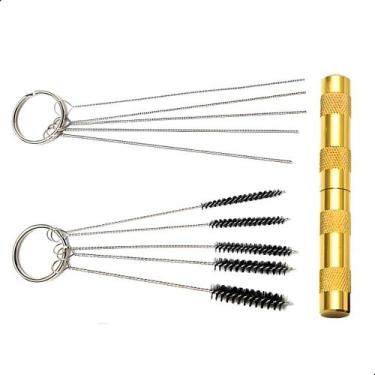 Imagem de Kit Limpeza Pistola Pintura Escovas Agulha Aerógrafo 11 Peça Prateado 