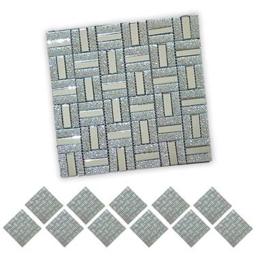 Imagem de Pastilha De Vidro Kit 11 Uni Adesiva Parede Sala Cozinha Banheiro Decorativa Facil Aplicacao Moderna Requintado Reforma