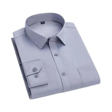 Imagem de Camisa Social Masculina Slim Fit Antirrugas De Manga Longa Branca Clás