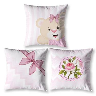 Imagem de Kit 3 Capa de Almofada Estampadas Infantil 40cm x 40cm Zíper invisível