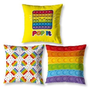Imagem de Kit 3 Capa de Almofada Estampadas Infantil 40cm x 40cm Zíper invisível