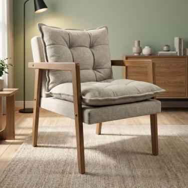 Imagem de Poltrona em Madeira Maciça Confortável Sala de Estar para Sala com Des