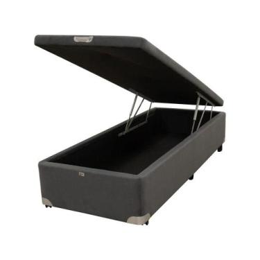 Imagem de Cama Box Baú Castor Solteiro Vellus Cinza 120x203x35cm - COLCHÕES CAST