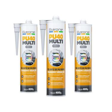 Imagem de Kit 3 Pu 40 Selante Silicone Cola Tudo Multiuso Barone 400g