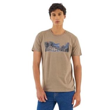 Imagem de Camiseta Colcci Slim Com Estampa Bege Cinza Masculina-Masculino