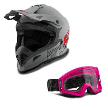 Imagem de Kit Capacete Pro Tork Fast 788 Grey Fosco + ÓCulos Pro Tork Blast Rosa