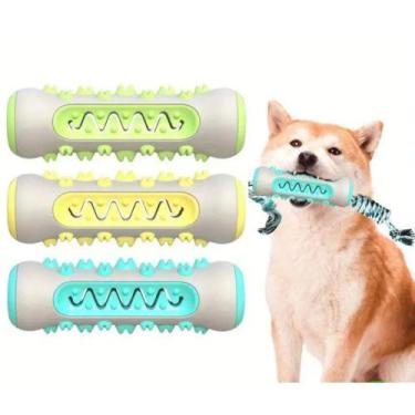 Imagem de Brinquedo Pet Mordedor Escova de Dente OEM 3x1 para Cachorro em Borrac