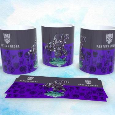 Imagem de Caneca de Porcelana Vingadores Marvel Pantera Negra 325ML Branca com E