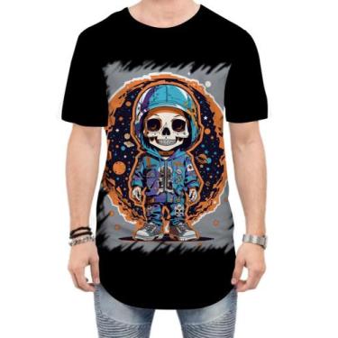 Imagem de Camiseta Longline Caveira Infantil Estilosa Unif 12, M