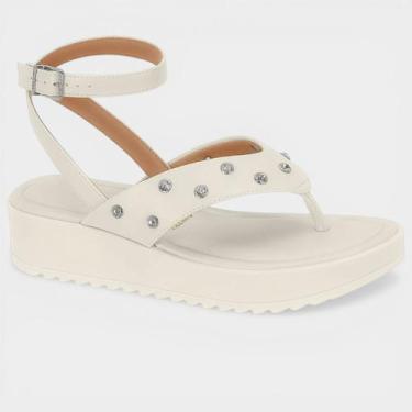 Imagem de Sandália Vizzano Plataforma Amarração Tira Strass Feminina - Off White