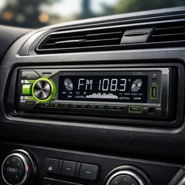 Imagem de Rádio Automotivo Bluetooth com Tela LED USB TF AUX FM Mãos Livres Cont