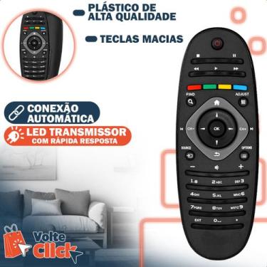 Imagem de Controle Remoto compatível com TV Philips LCD Led e 2 Pilhas Palito In
