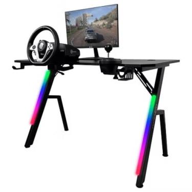 Imagem de Mesa Gamer Kalan illumi Escrivaninha Iluminação RGB Preta - KALKAN