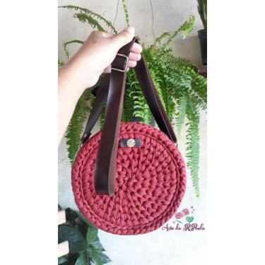 Imagem de Bolsa redonda em crochê com material sintético - Artes da RPaula