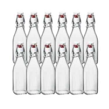 Imagem de  Kit 12 Garrafas Vidro Tampa Hermética 500ml Bormioli Rocco