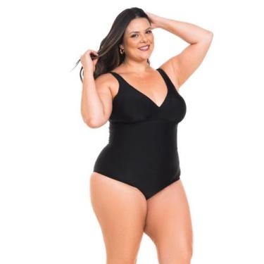 Imagem de Maiô Plus Size Bojo Removível Alça Sutiã Liso - LA PLAYA, Preto, GG