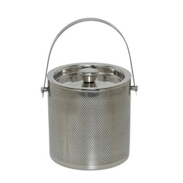 Imagem de Balde de Gelo com Tampa em Aço Inox Prata 16cm 16693-PL - PARIS LUZ